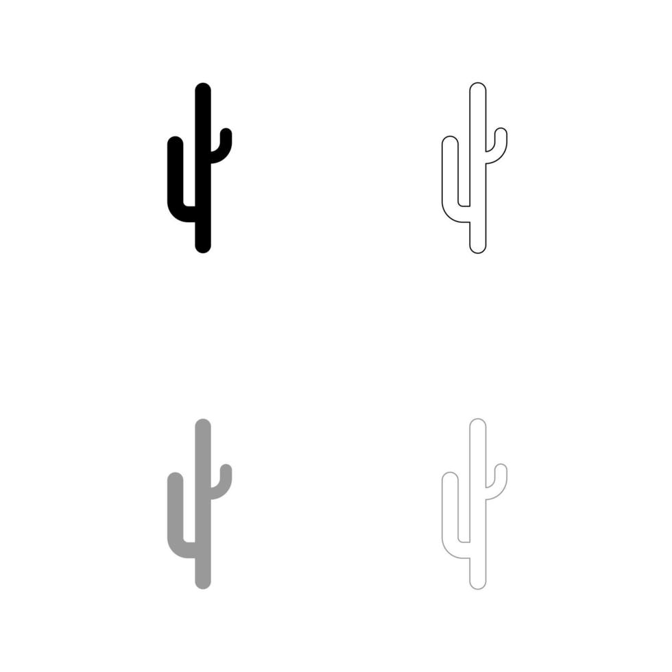 conjunto de cactus icono blanco negro. vector