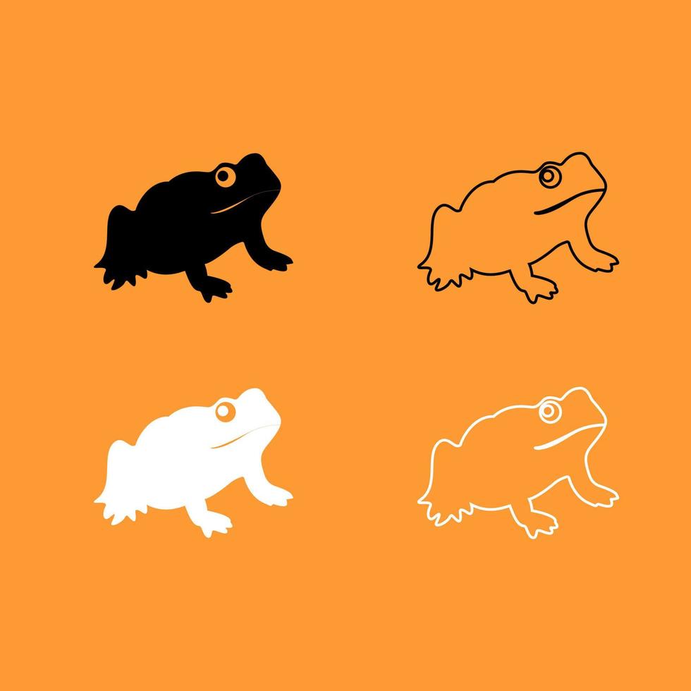 Frog black and white set icon . vector