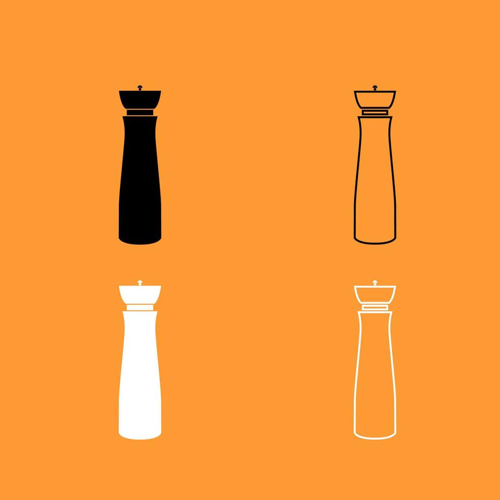 Salt and pepper mill black and white set icon . vector