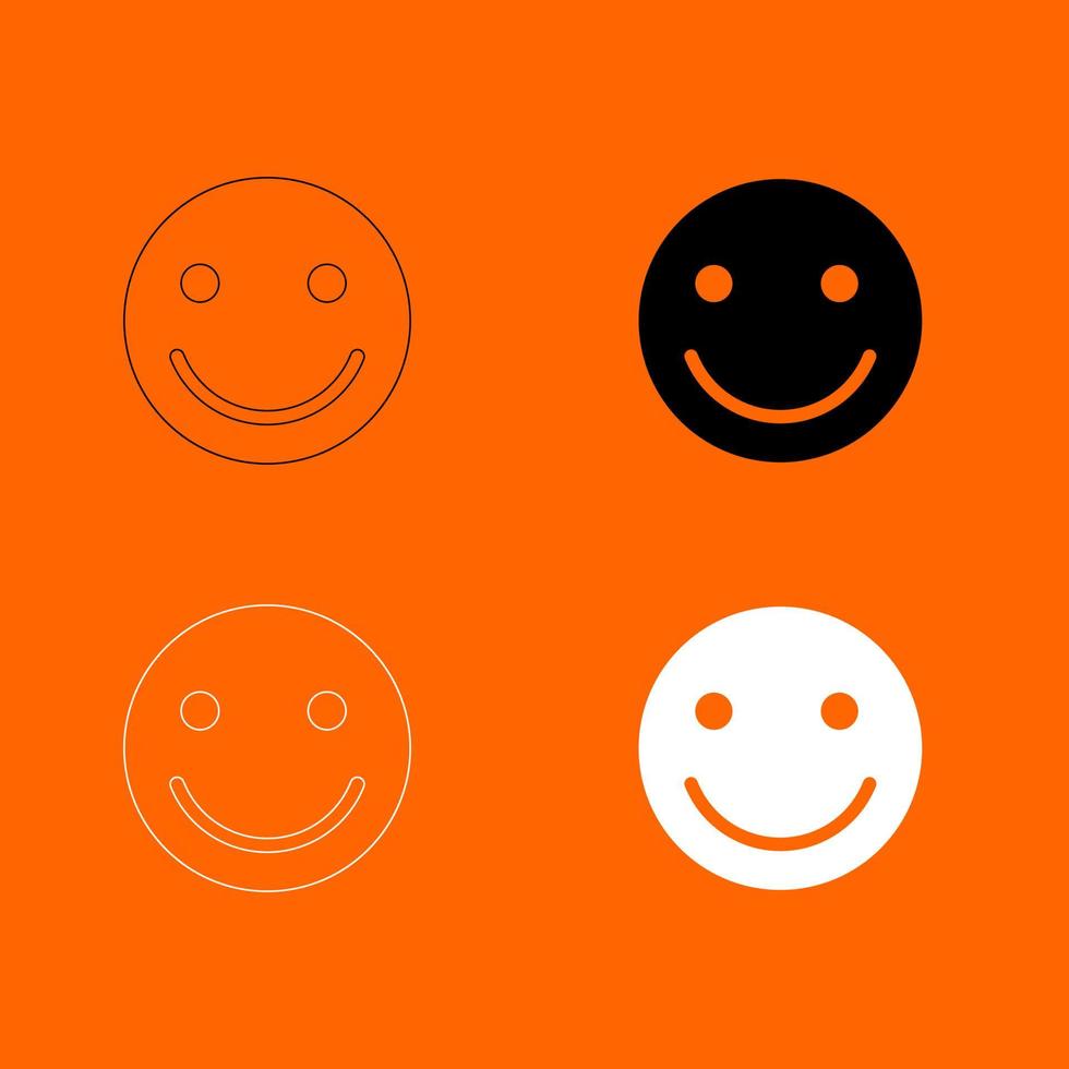 Smile black and white color set icon . vector