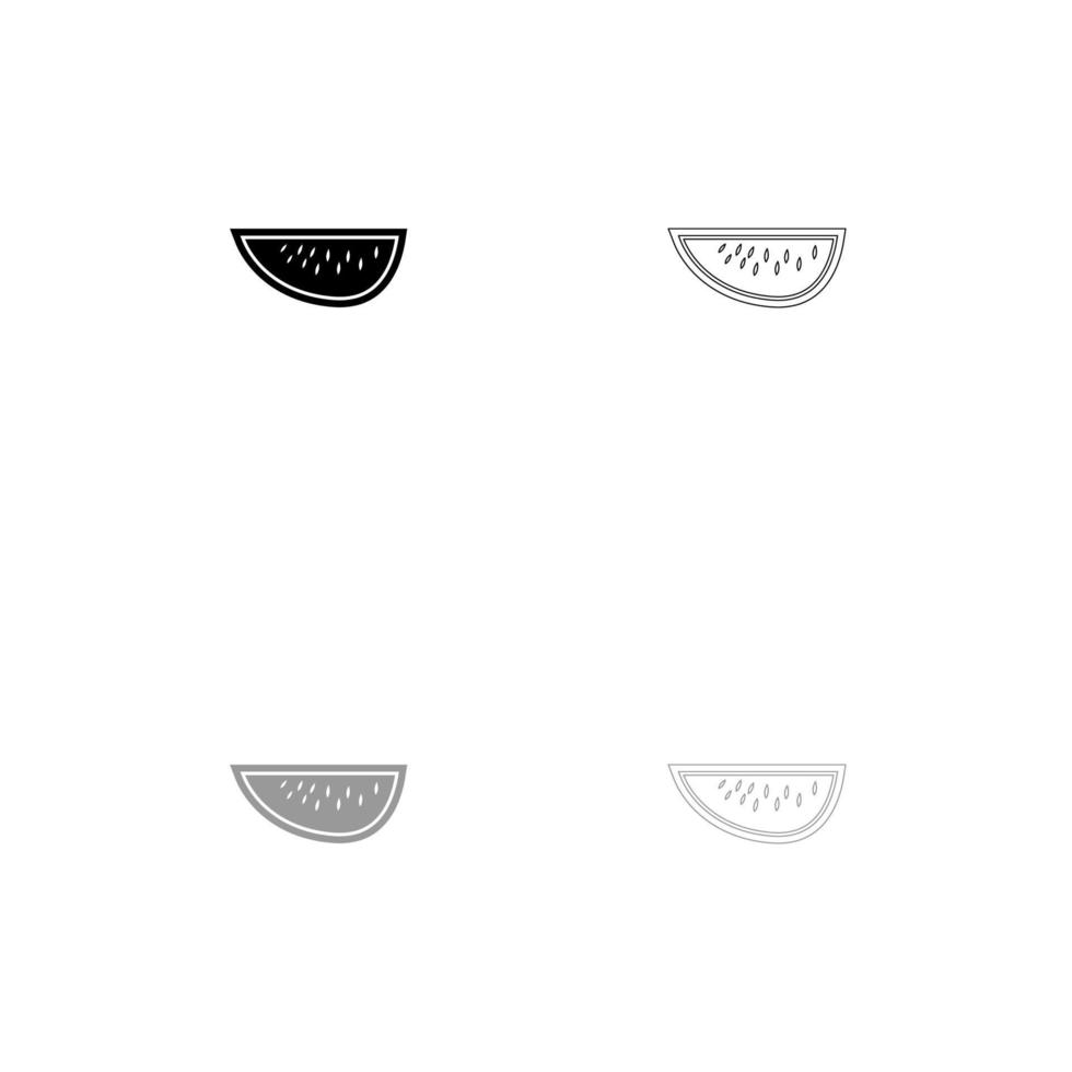 Watermelon set black white icon . vector