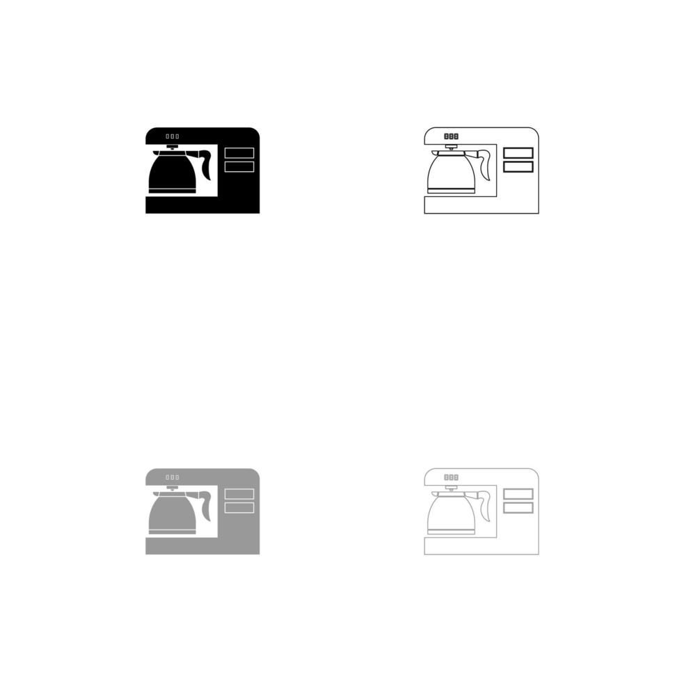 Coffeemaker coffee machine set black white icon . vector