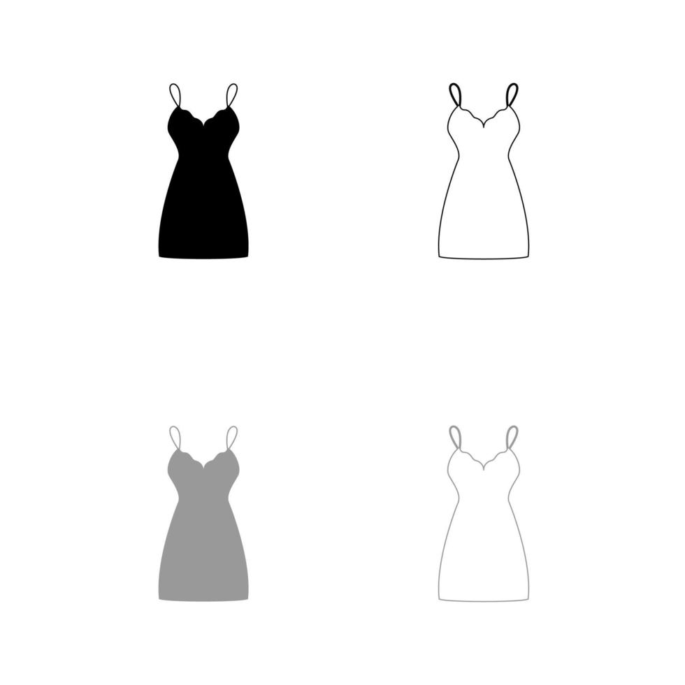 Sundress combination or nightie set black white icon . vector