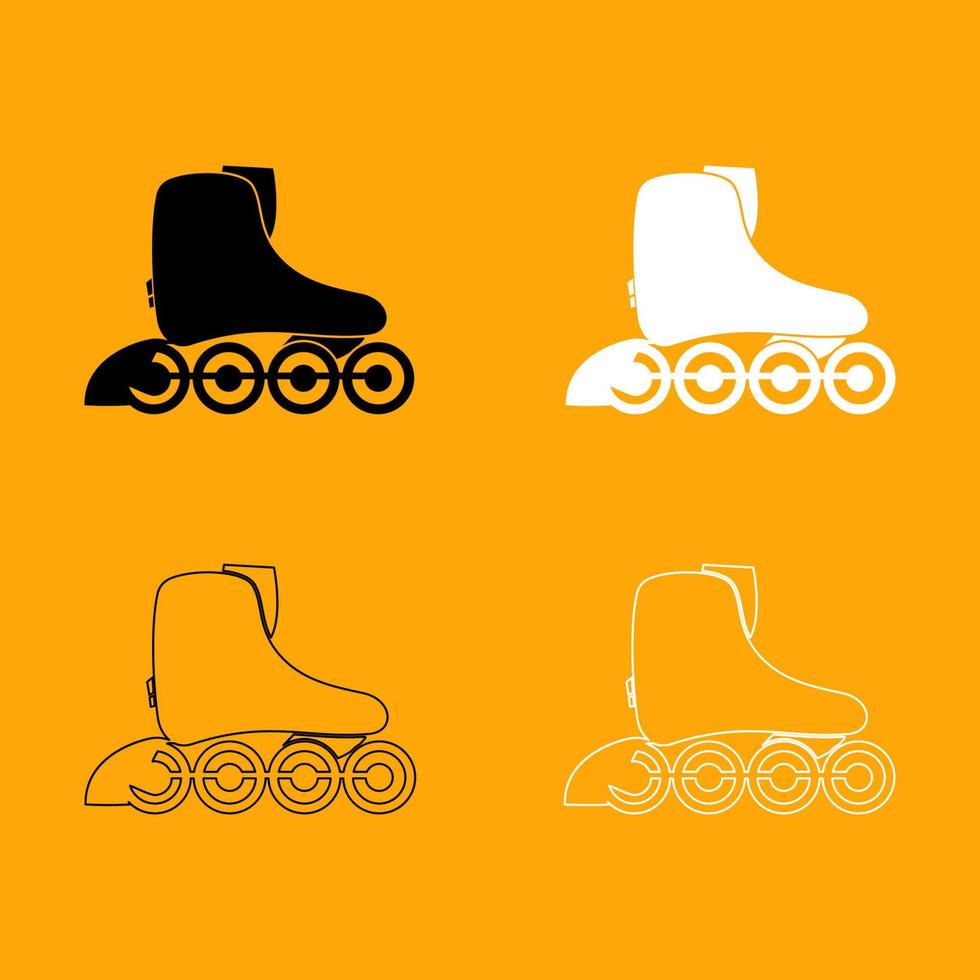 conjunto de patines icono blanco y negro. vector