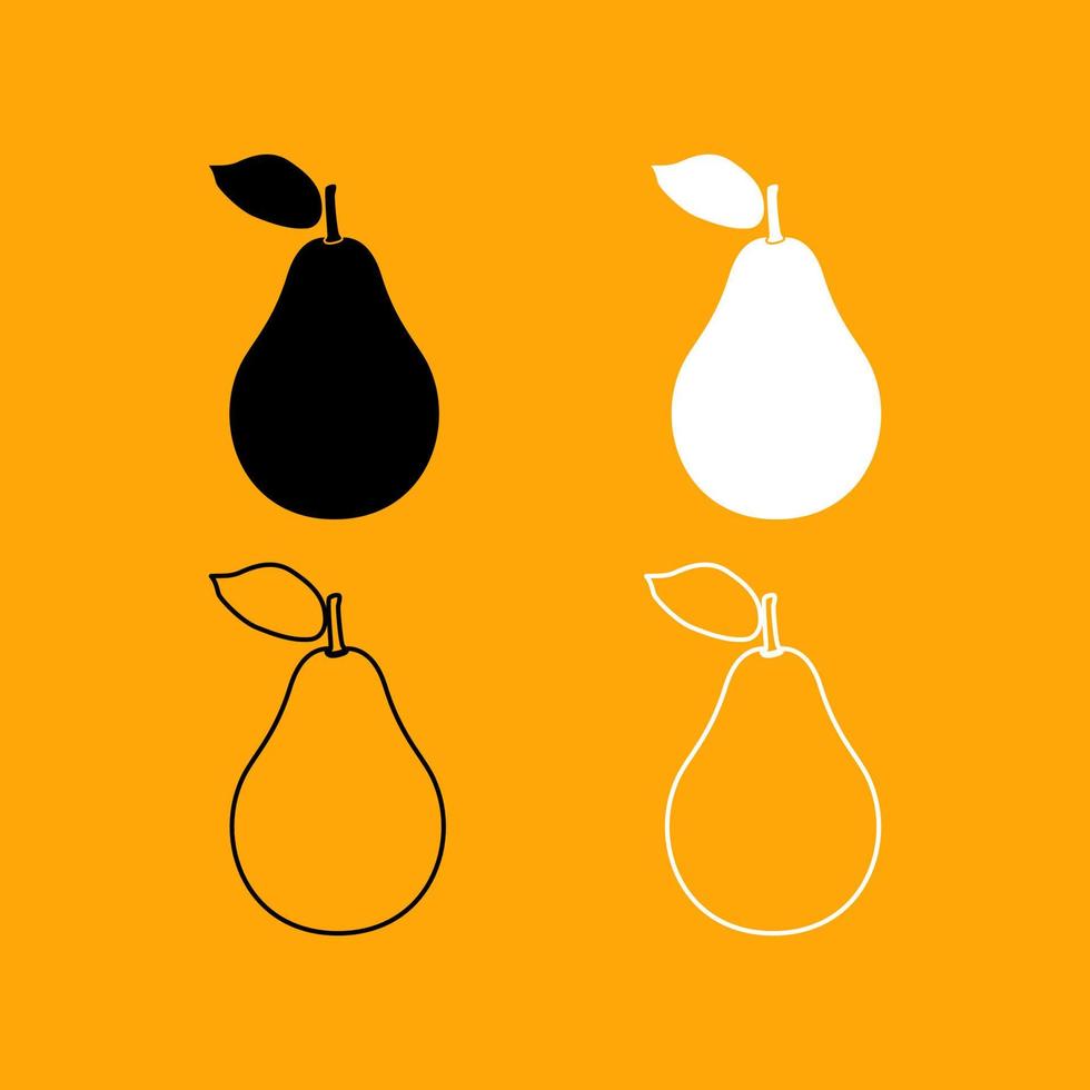 Pear black and white set icon. vector