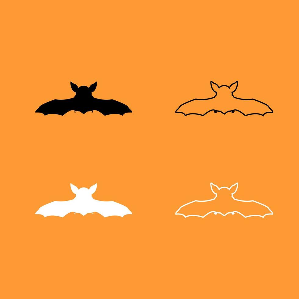 Night bat black and white set icon . vector