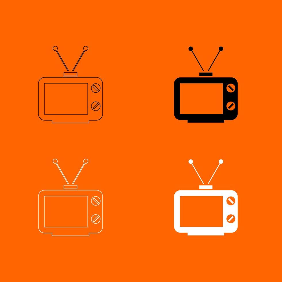 Old TV black and white color set icon . vector