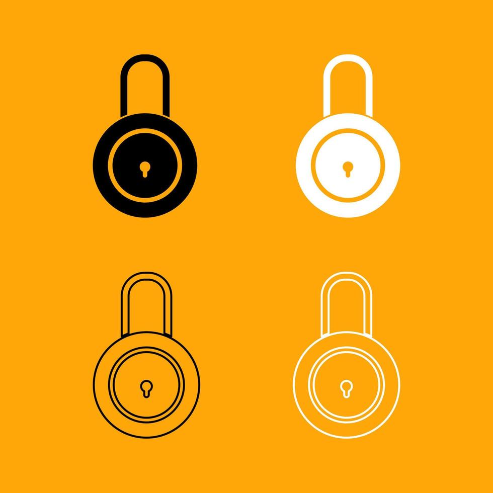 Lock black and white set icon. vector