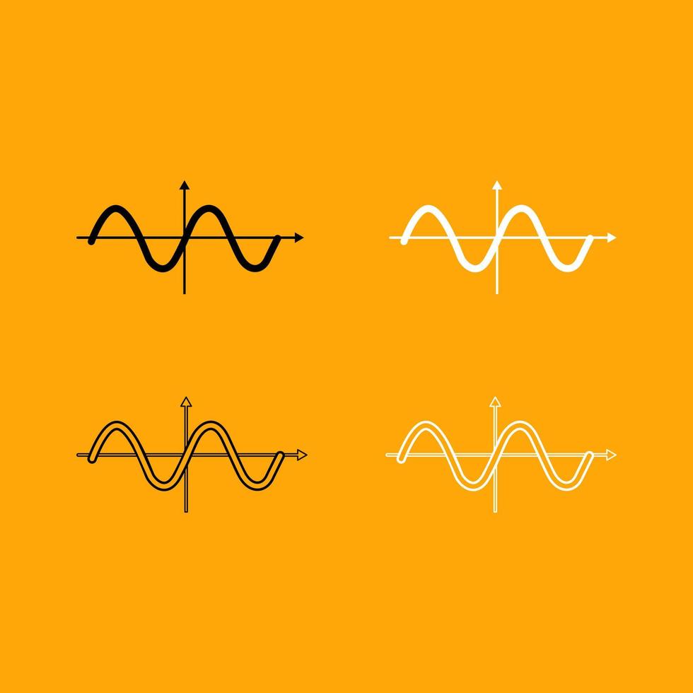 Sinewave black and white set icon. vector