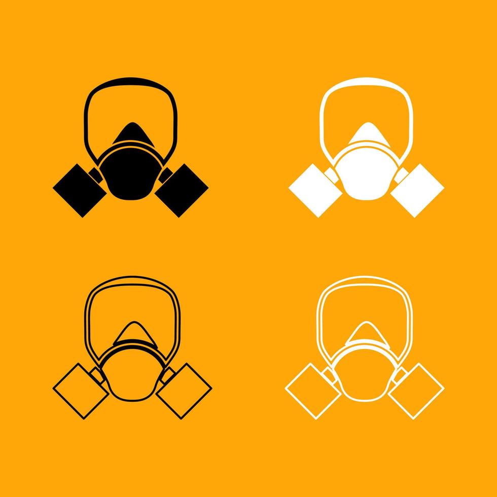 Gas mask black and white set icon. vector