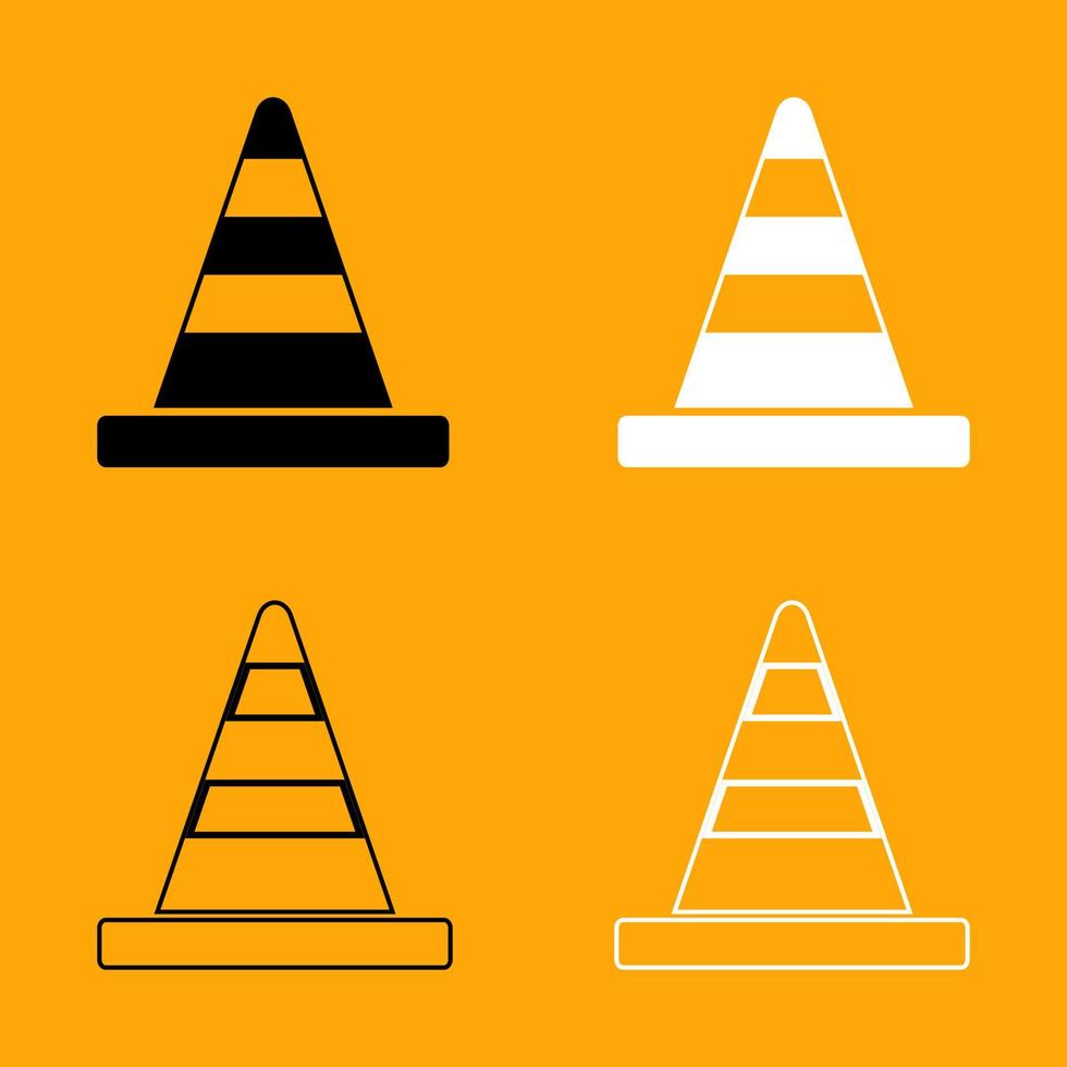 Road cone black and white set icon. vector
