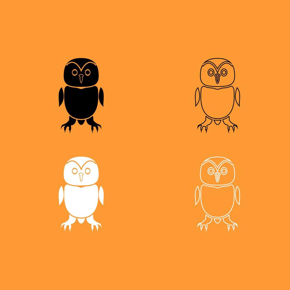 Owl black and white set icon . vector