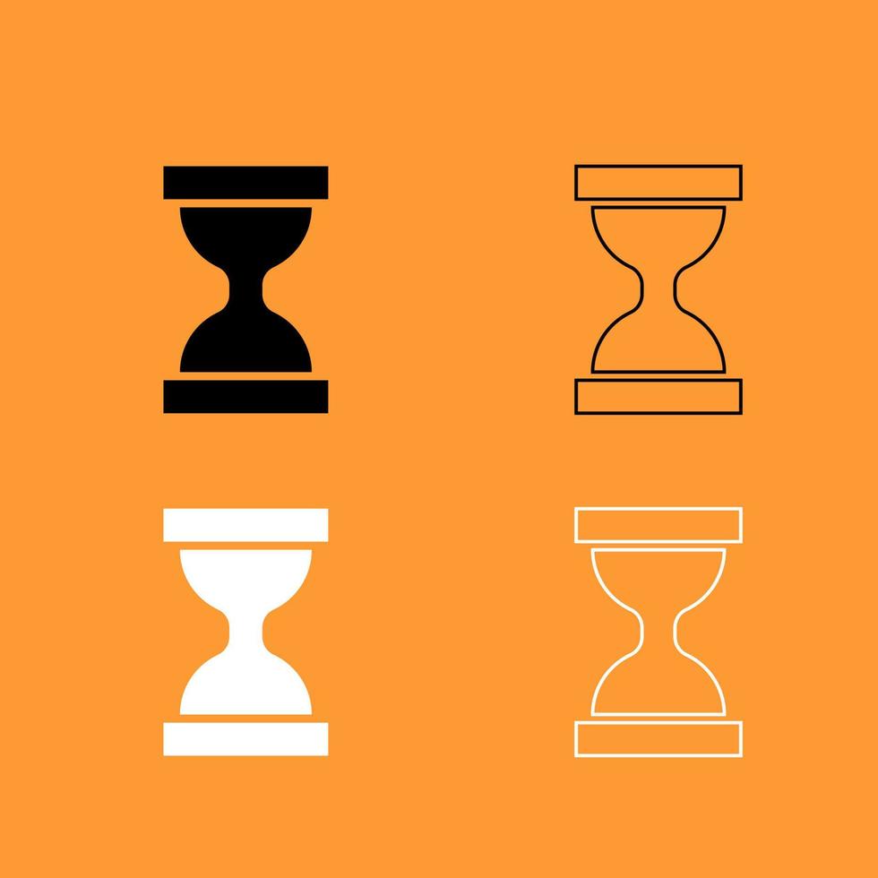 icono de conjunto de reloj de arena en blanco y negro. vector