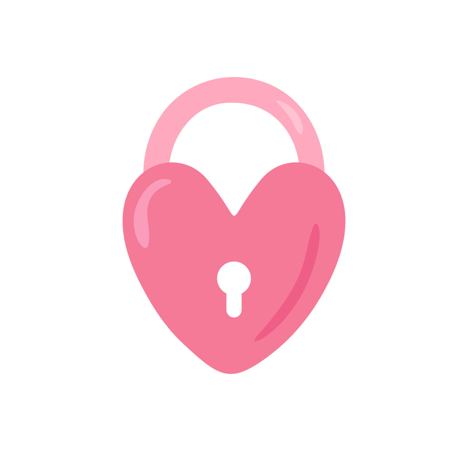 Cute pink hand drawn heart keep lock vector love icon for ...