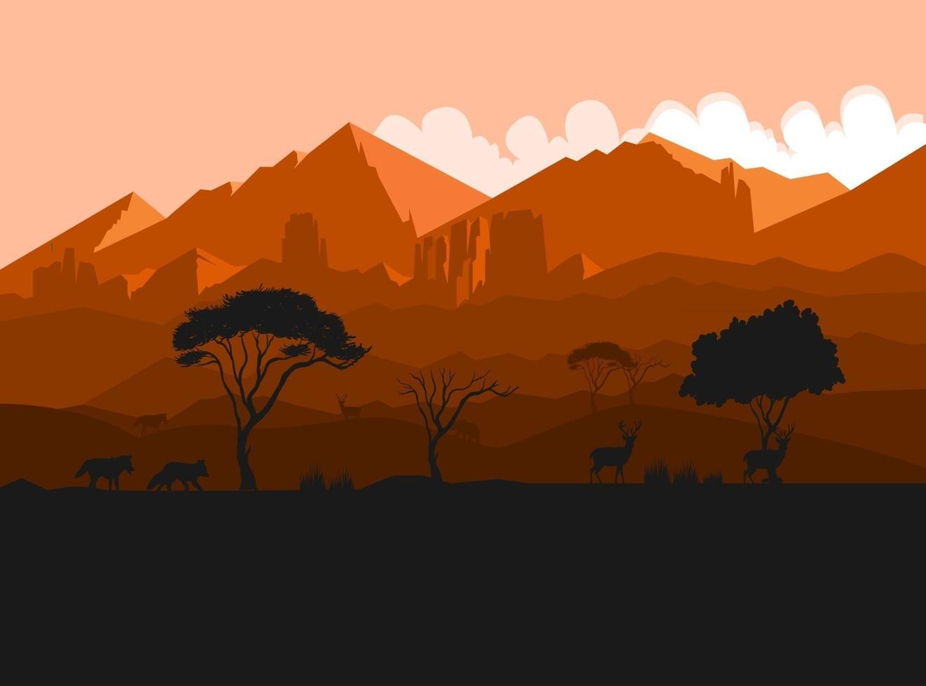 evening mountains illustration vector