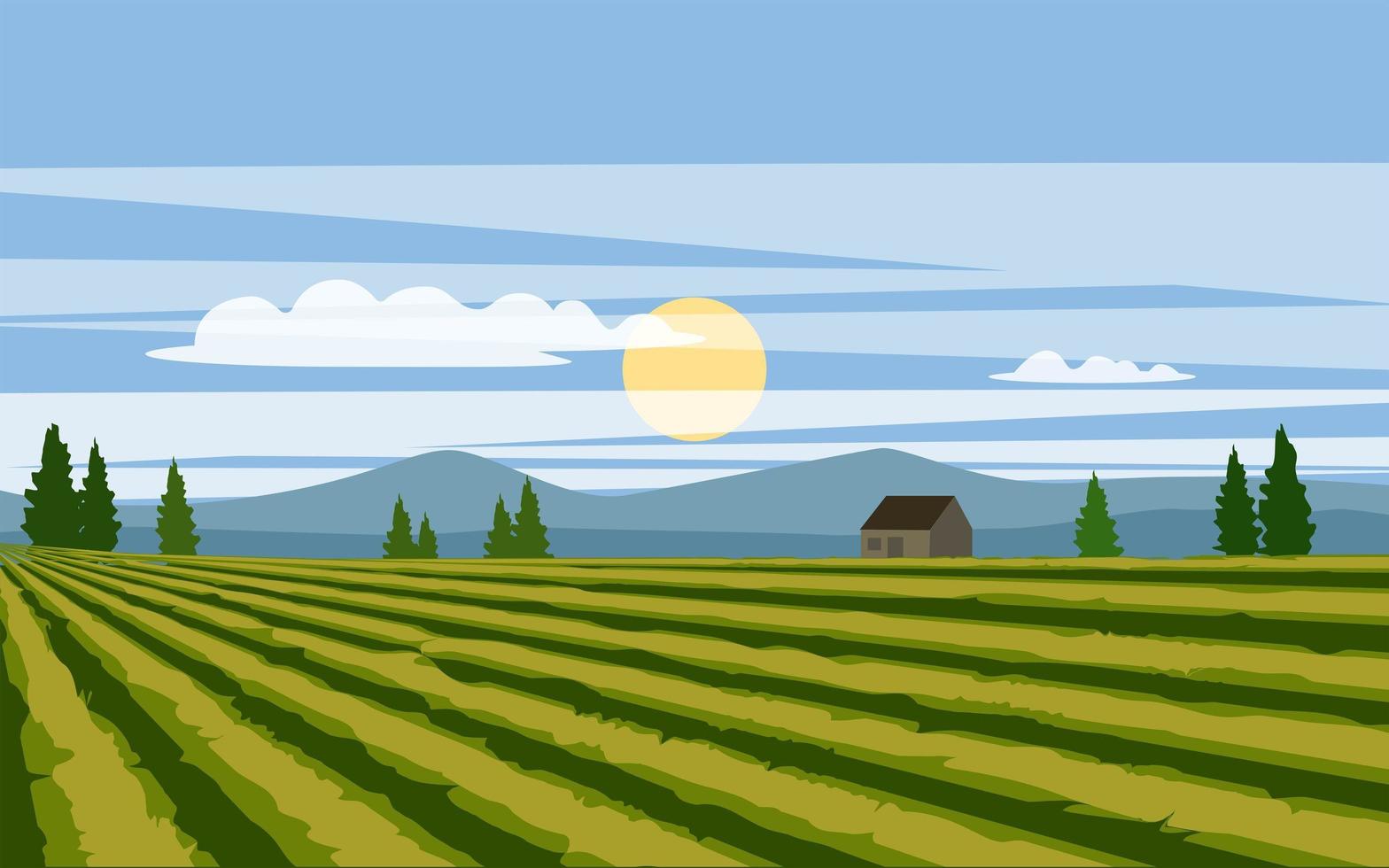 paisaje de tierras de cultivo de campo plano vector