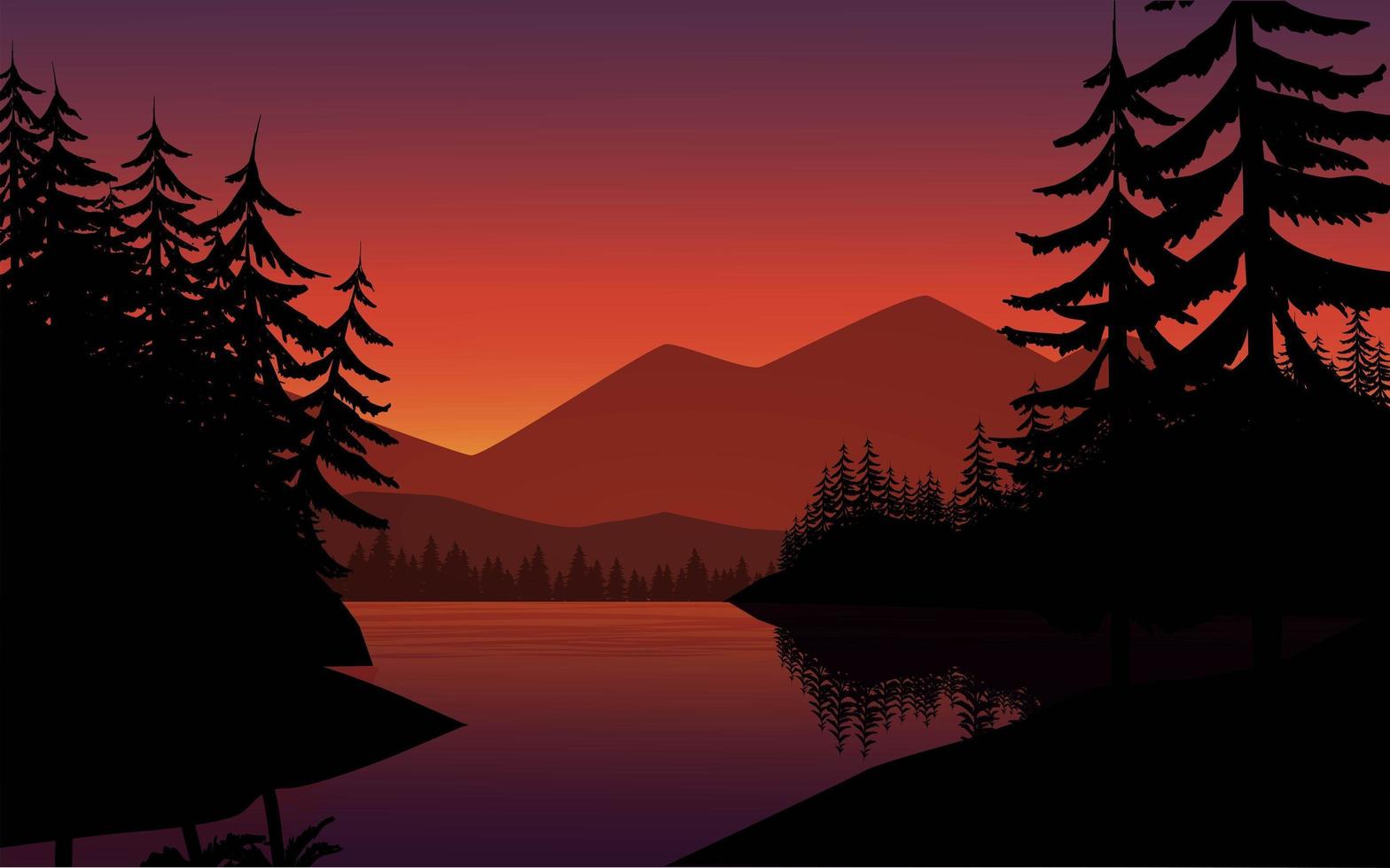 Mountain Forest Sunset vector