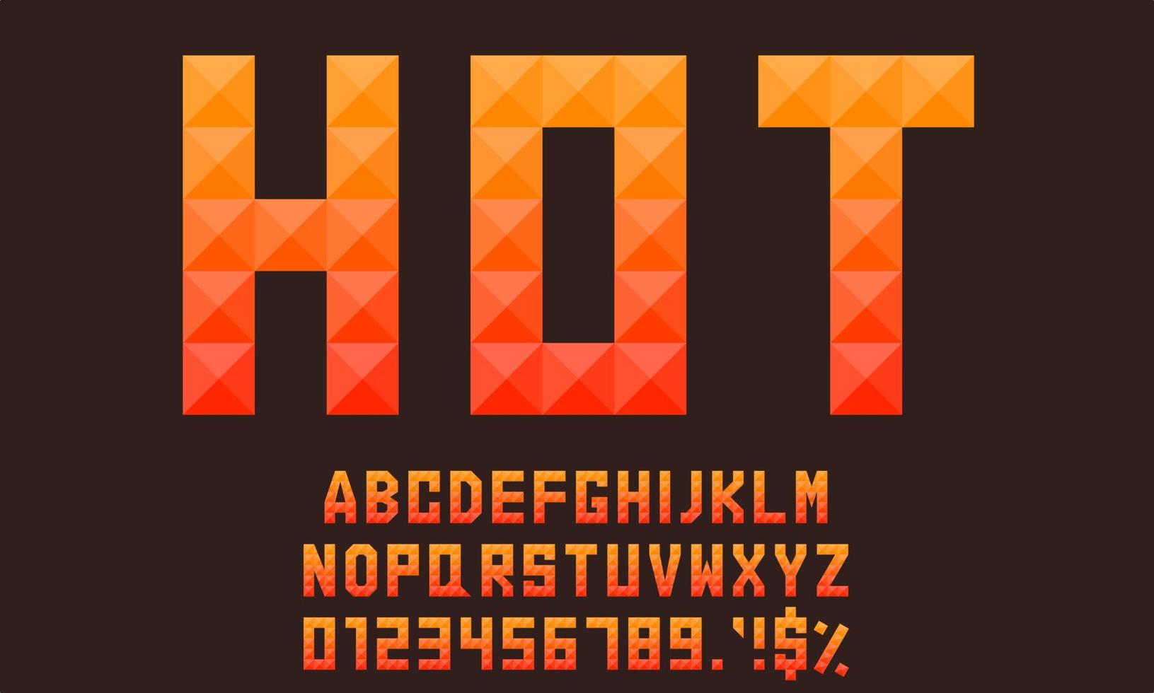 letras del alfabeto geométrico, números y signos con concepto de color de fuego brillante. adecuado para promocionar su producto, texto de diseño de camiseta u otros fines comerciales, etc. ilustración vectorial. vector