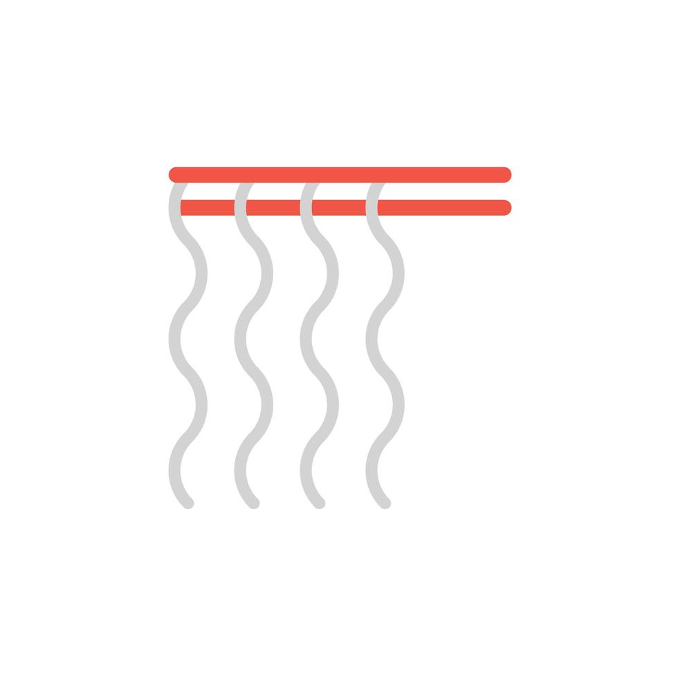 Red chopsticks holding rice noodles vector icon. Noodles on chopsticks illustration for restaurant menu or delivery website. Thin line style symbol isolated