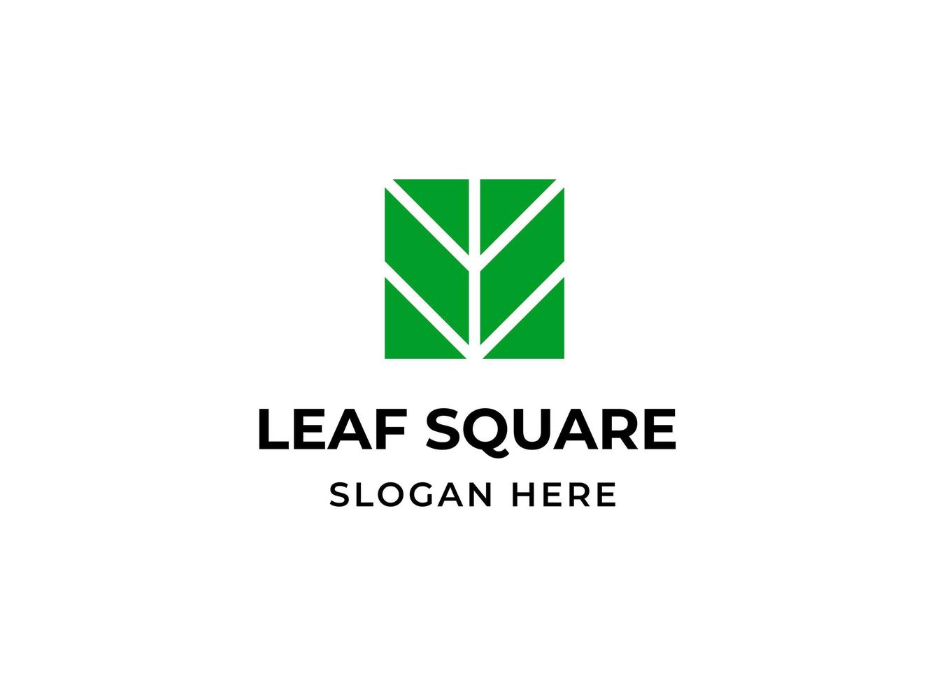 Green leaf in square logo. Herbal nature symbol logotype vector isolated