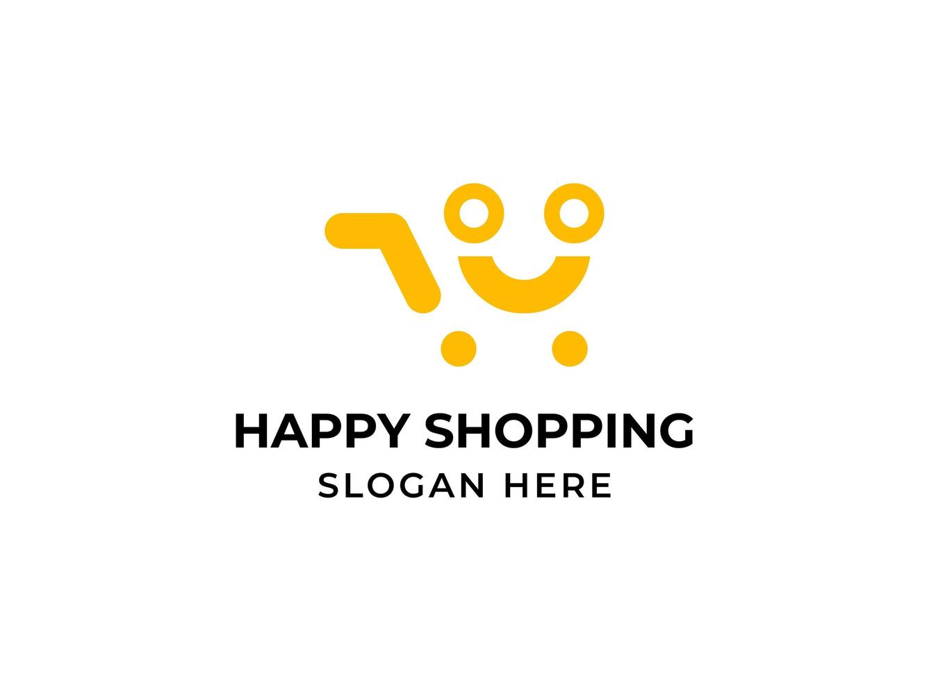 Happy shopping cart logotype. Cart with smile logo template for retail online store vector