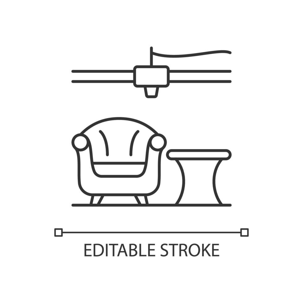 3d printed furniture design linear icon vector