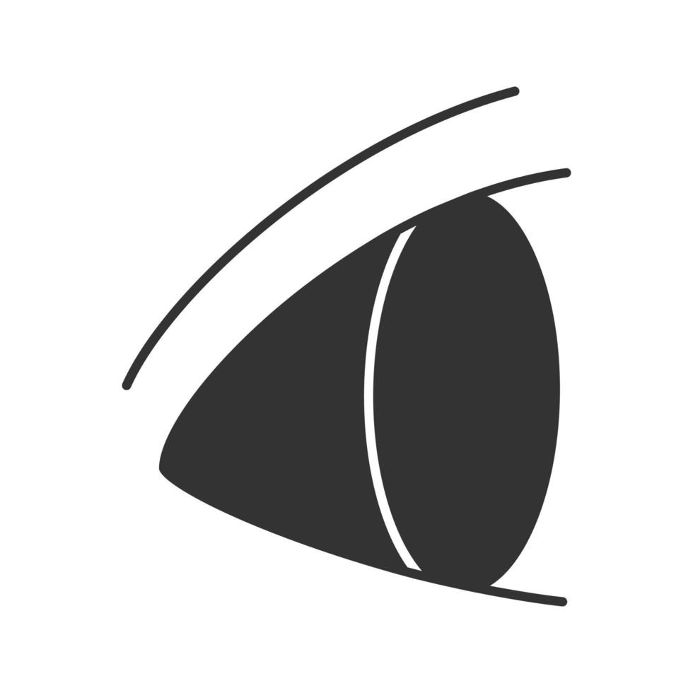 Human eye glyph icon. Ophthalmology. Good vision. Silhouette symbol. Negative space. Vector isolated illustration