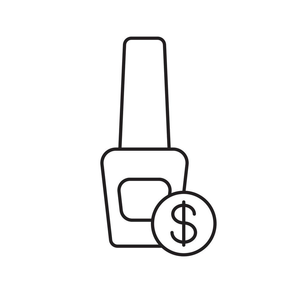 Nail polish price linear icon. Thin line illustration. Nail salon service. Contour symbol. Vector isolated outline drawing