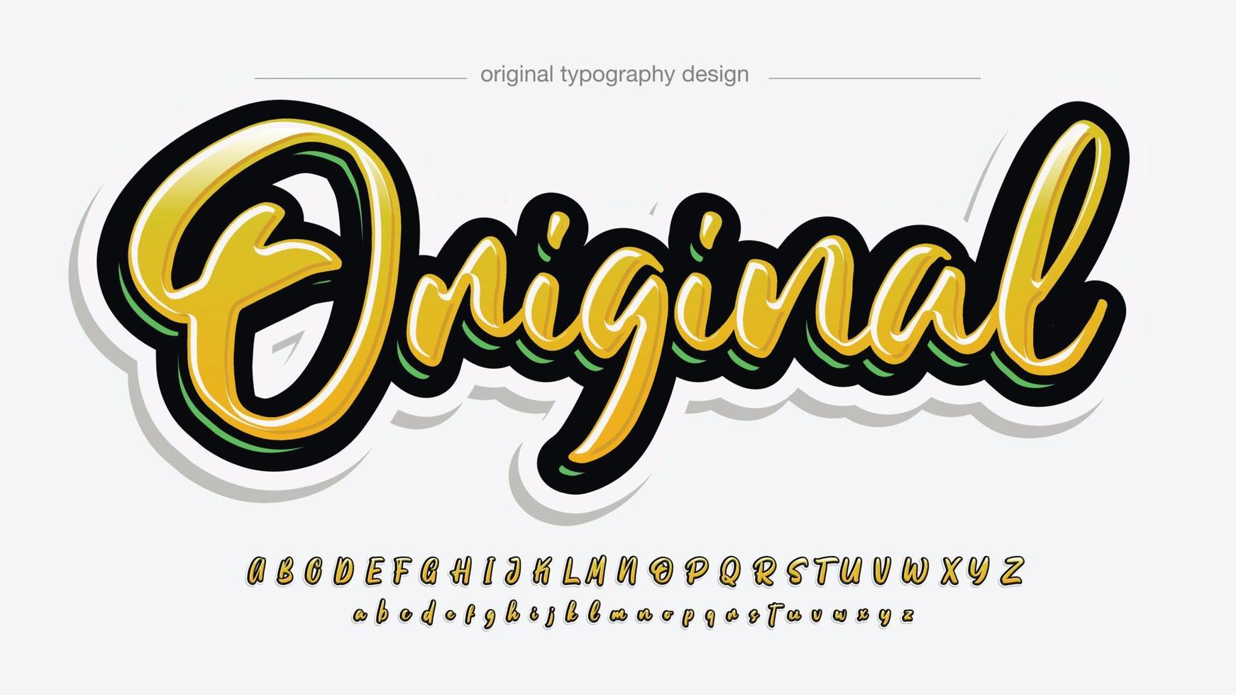 Yellow 3d modern cursive lettering text vector