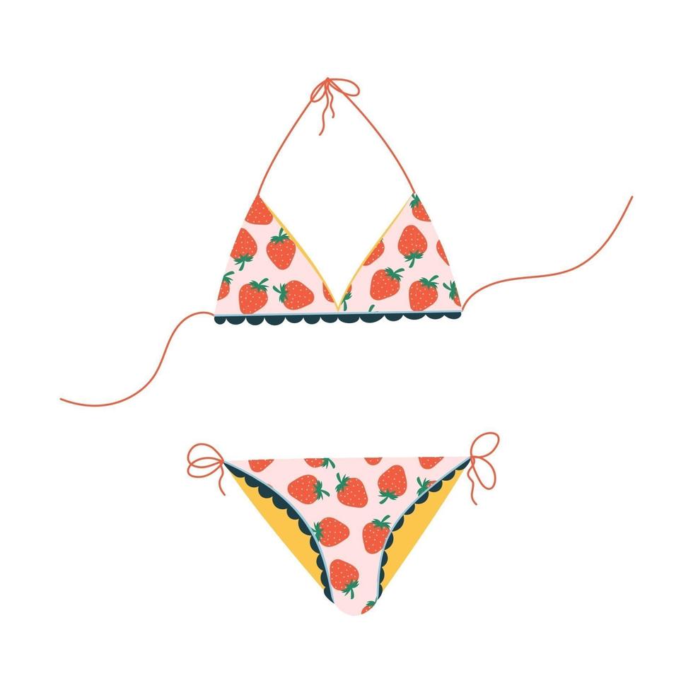 Hand drawn vector bikini. Swimsuit for summer and vacation concept.