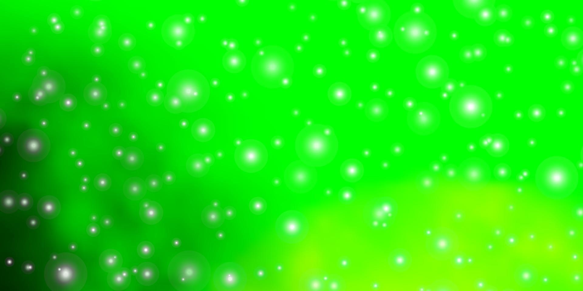 plantilla de vector verde claro con estrellas de neón.