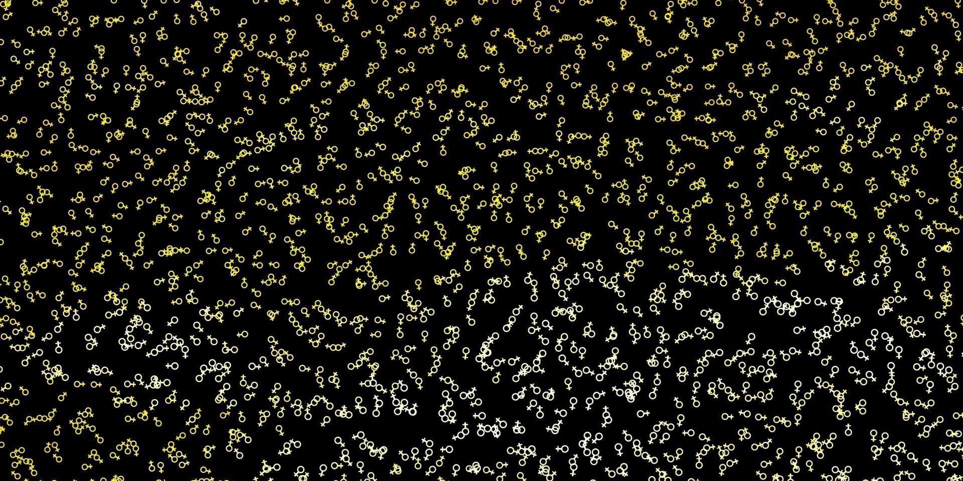 Dark Yellow vector background with occult symbols.