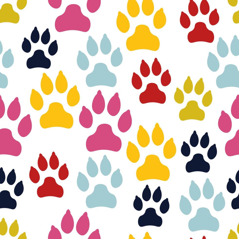 Dog track seamless pattern isolated on white background. vector