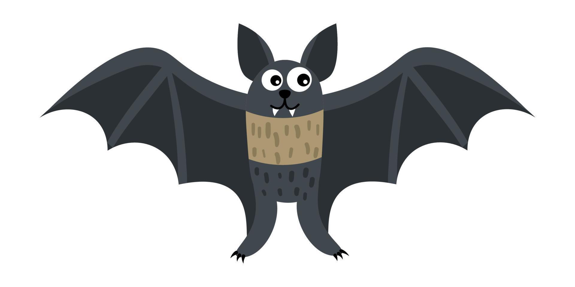 Cartoon happy bat in flat style isolated on white background. vector