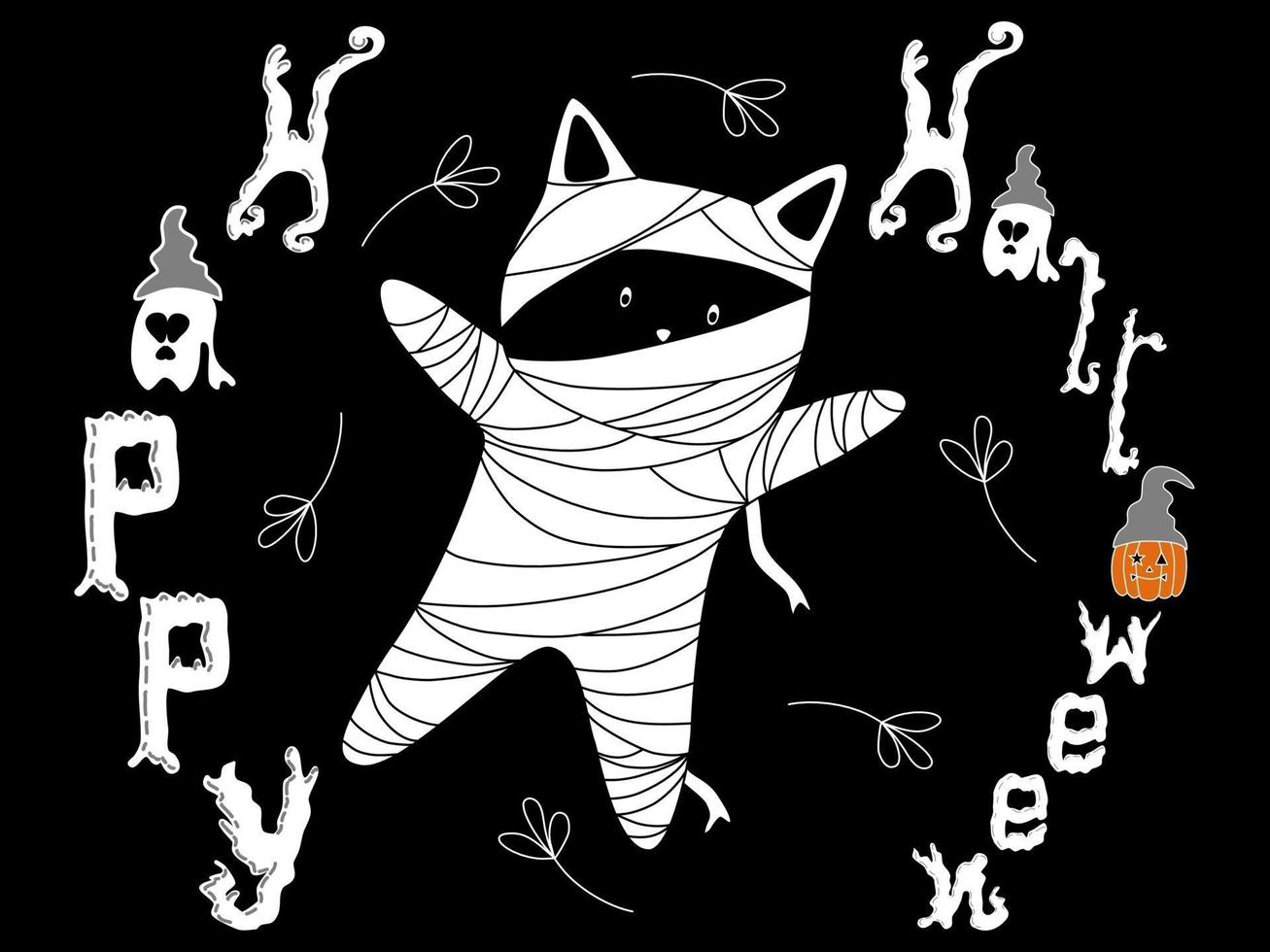 Halloween cat mummy vector