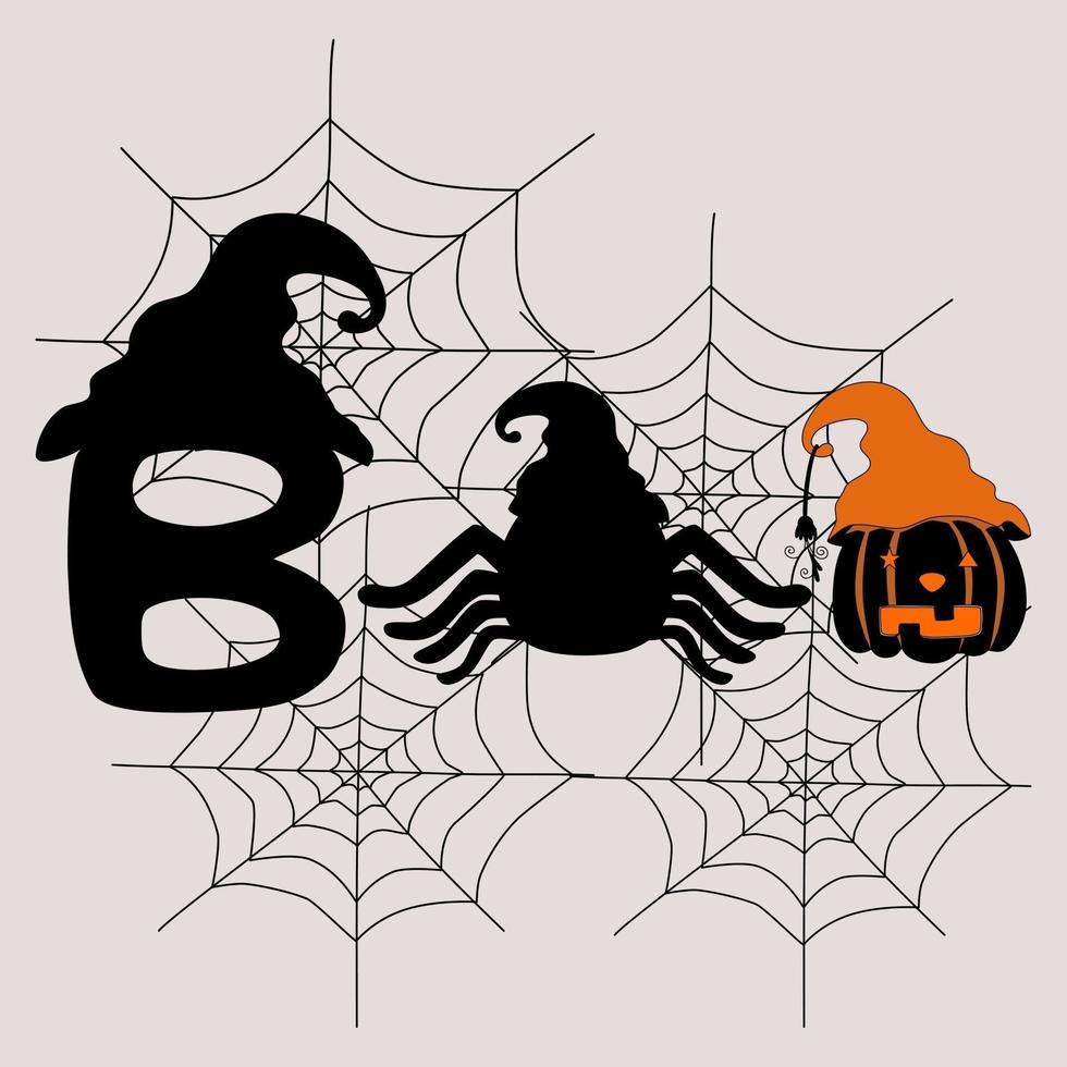 Pumpkin and Spider Designs for Halloween Night vector