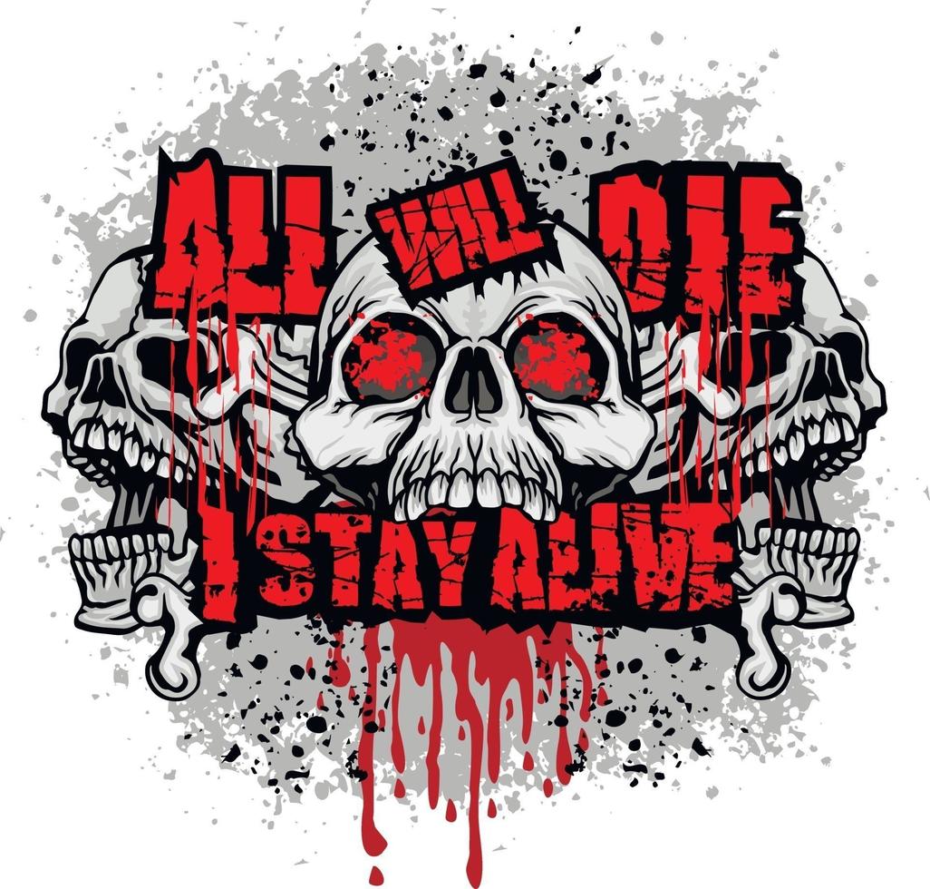aggressive emblem with skull,grunge vintage design t shirts vector