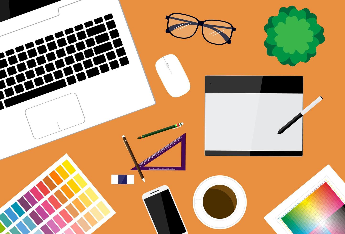 creative designer workspace vector background