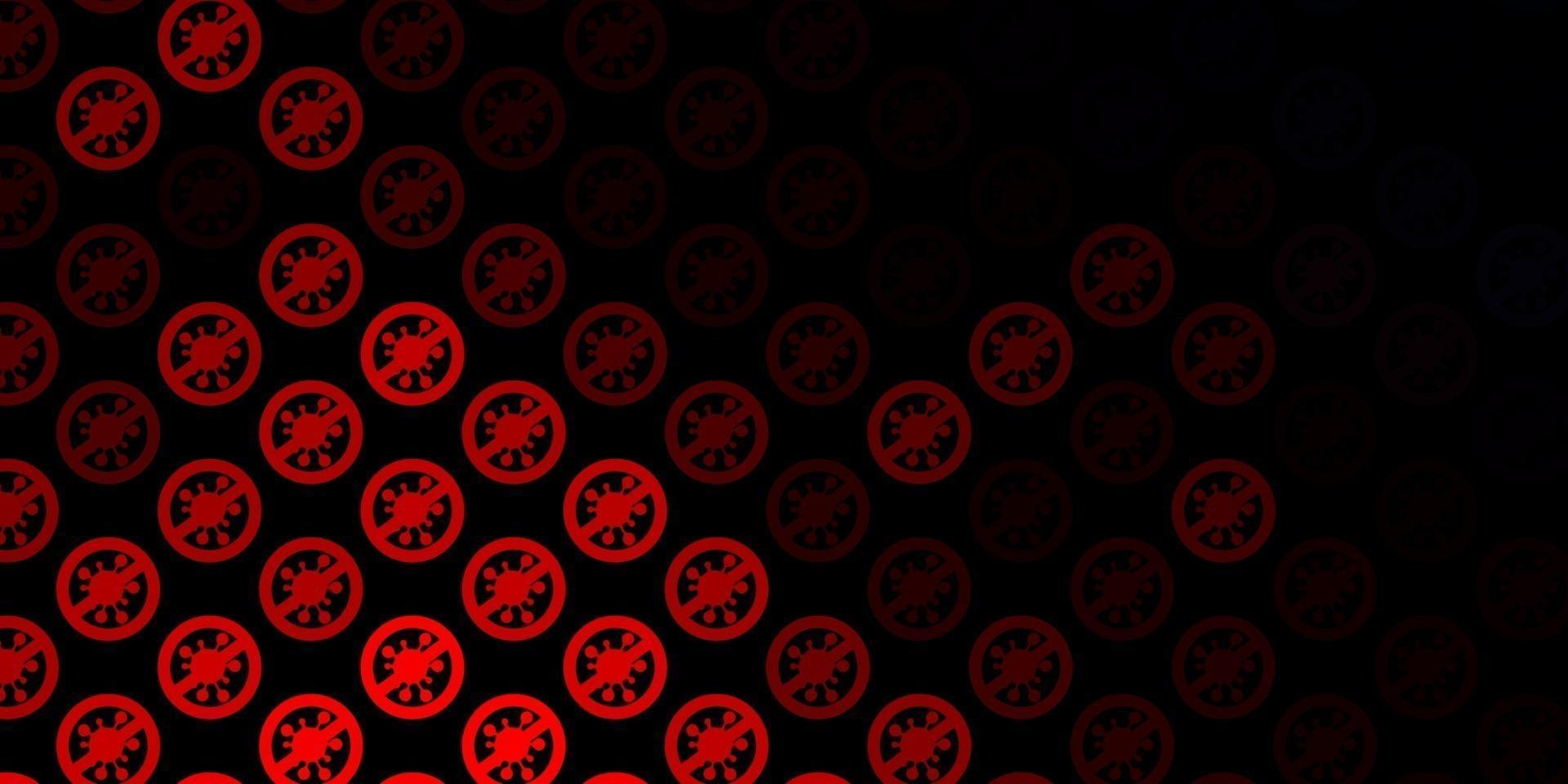 Dark Red vector background with covid-19 symbols.
