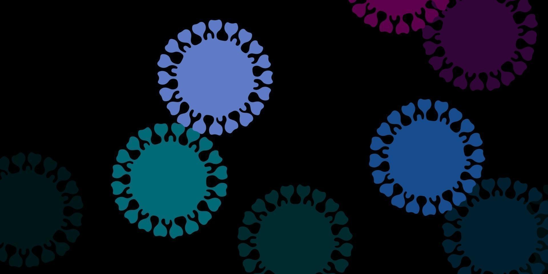 Dark blue, red vector pattern with coronavirus elements.