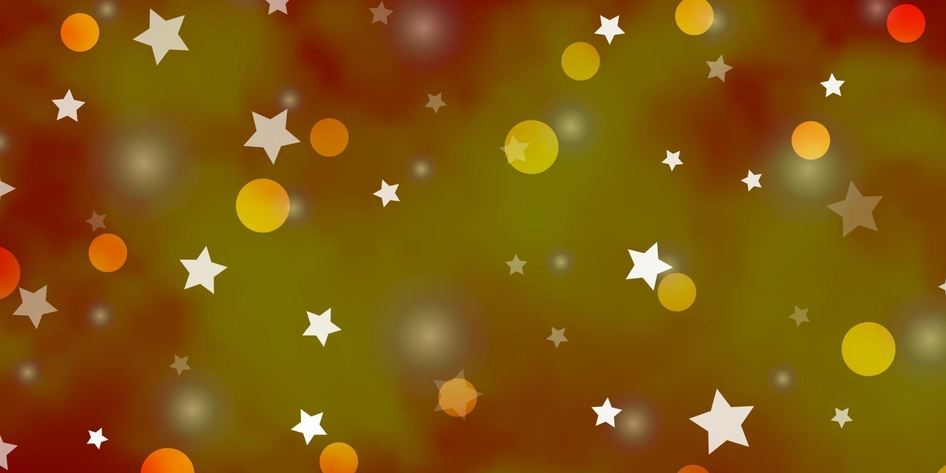 diseño de vector naranja claro con círculos, estrellas.