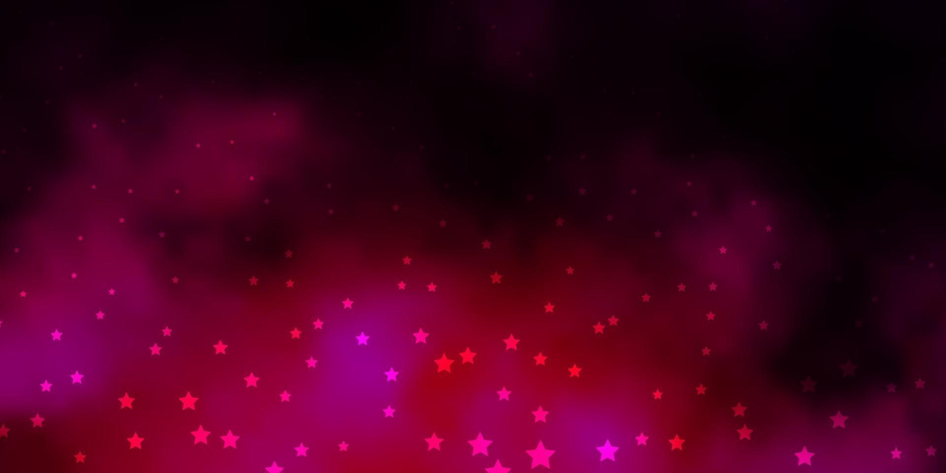 plantilla de vector de color rosa oscuro con estrellas de neón.