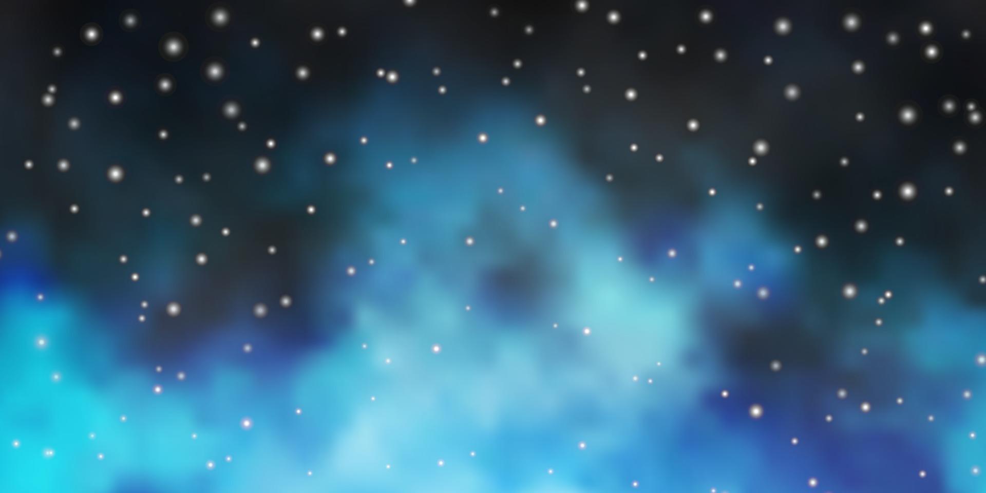 Dark BLUE vector background with colorful stars.