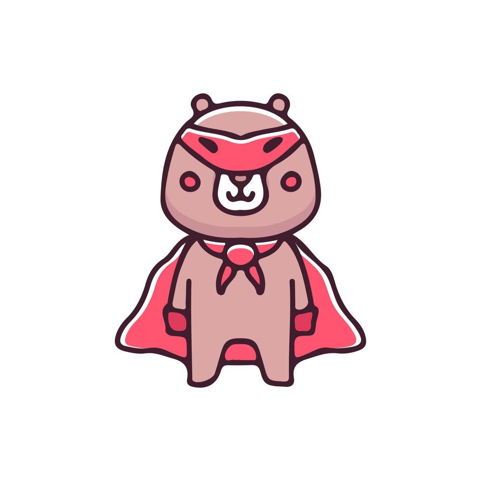 Cartoon bear super hero illustration. Vector graphics for t-shirt prints and other uses.