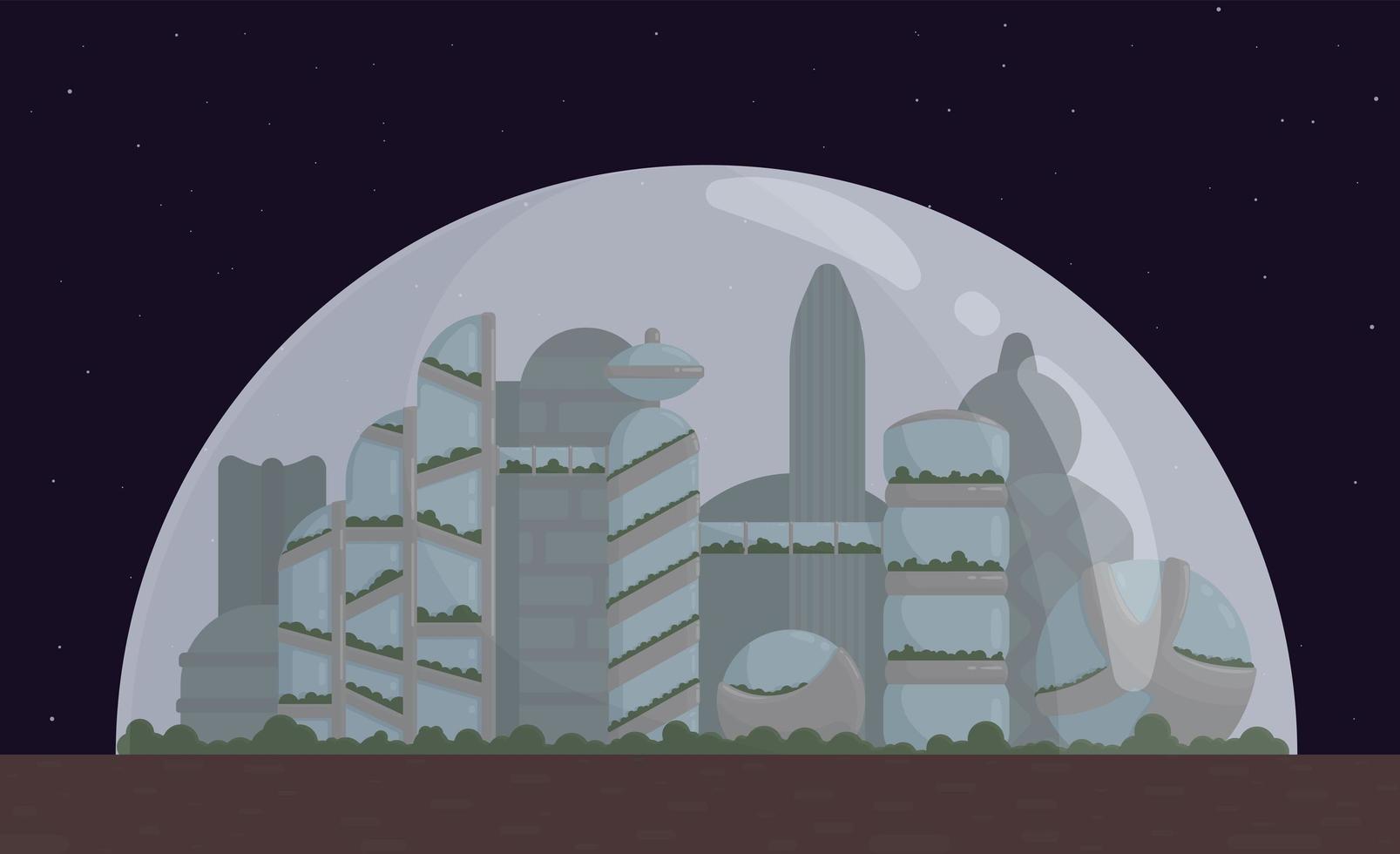 ciudad espacial, colonia en marte o luna vector