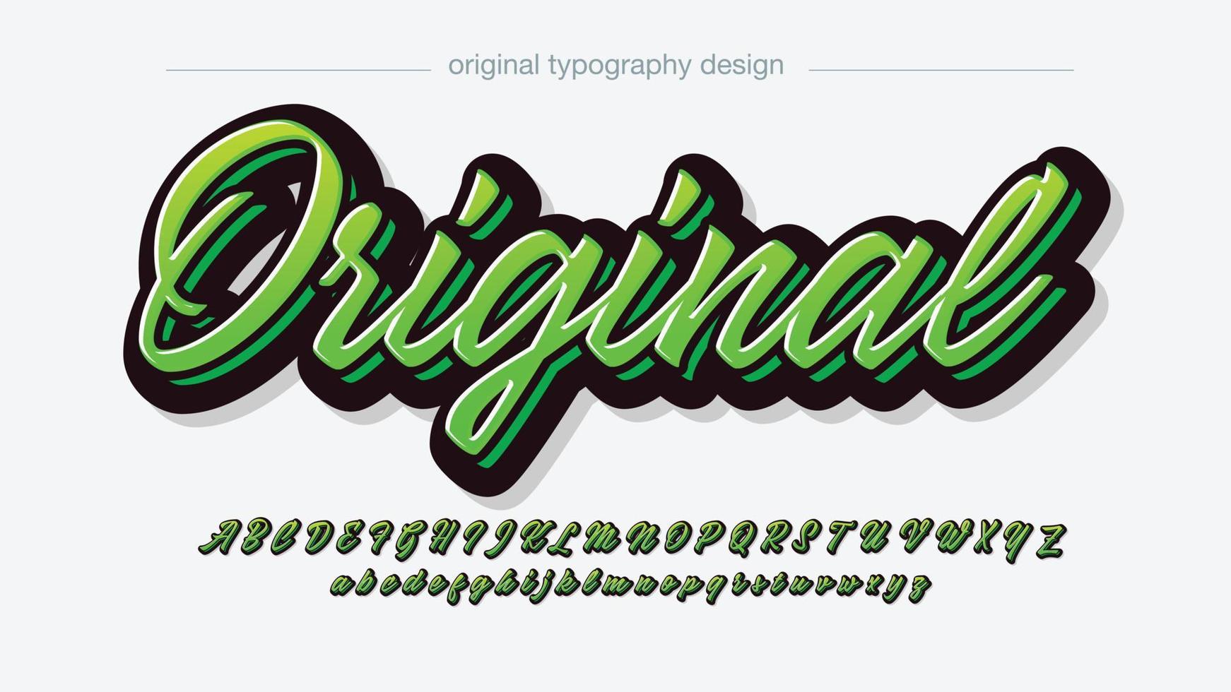 green 3d modern cursive lettering font vector