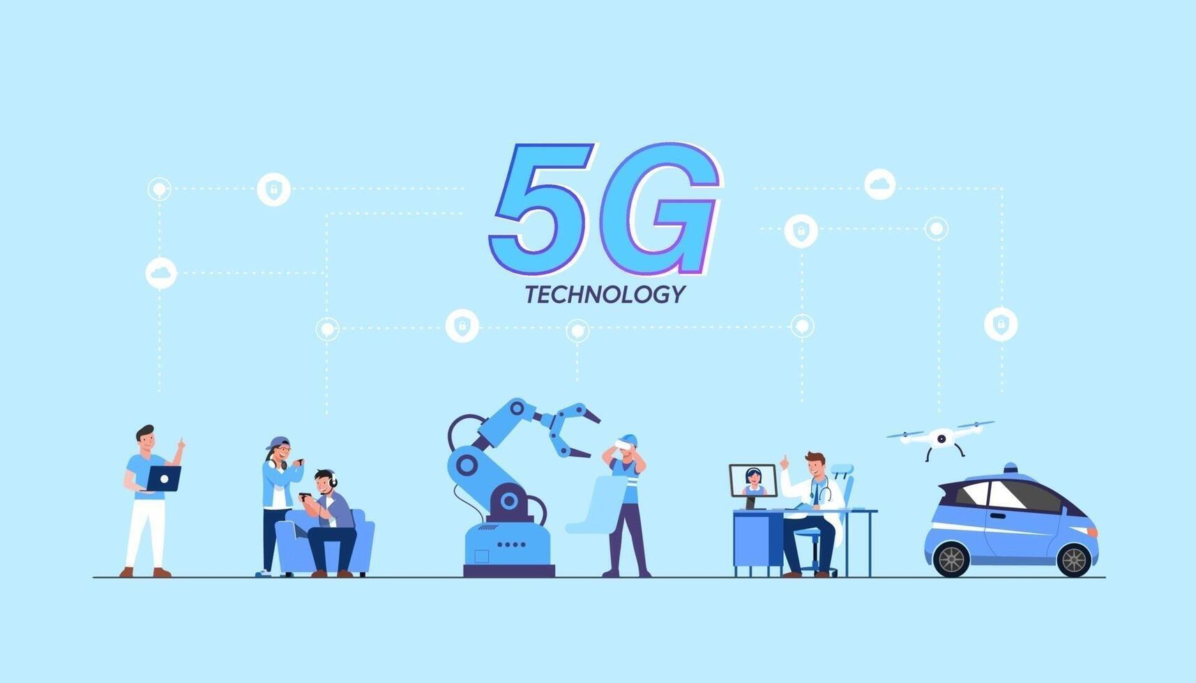 5G Global network high speed wireless internet wifi technology vector illustration.