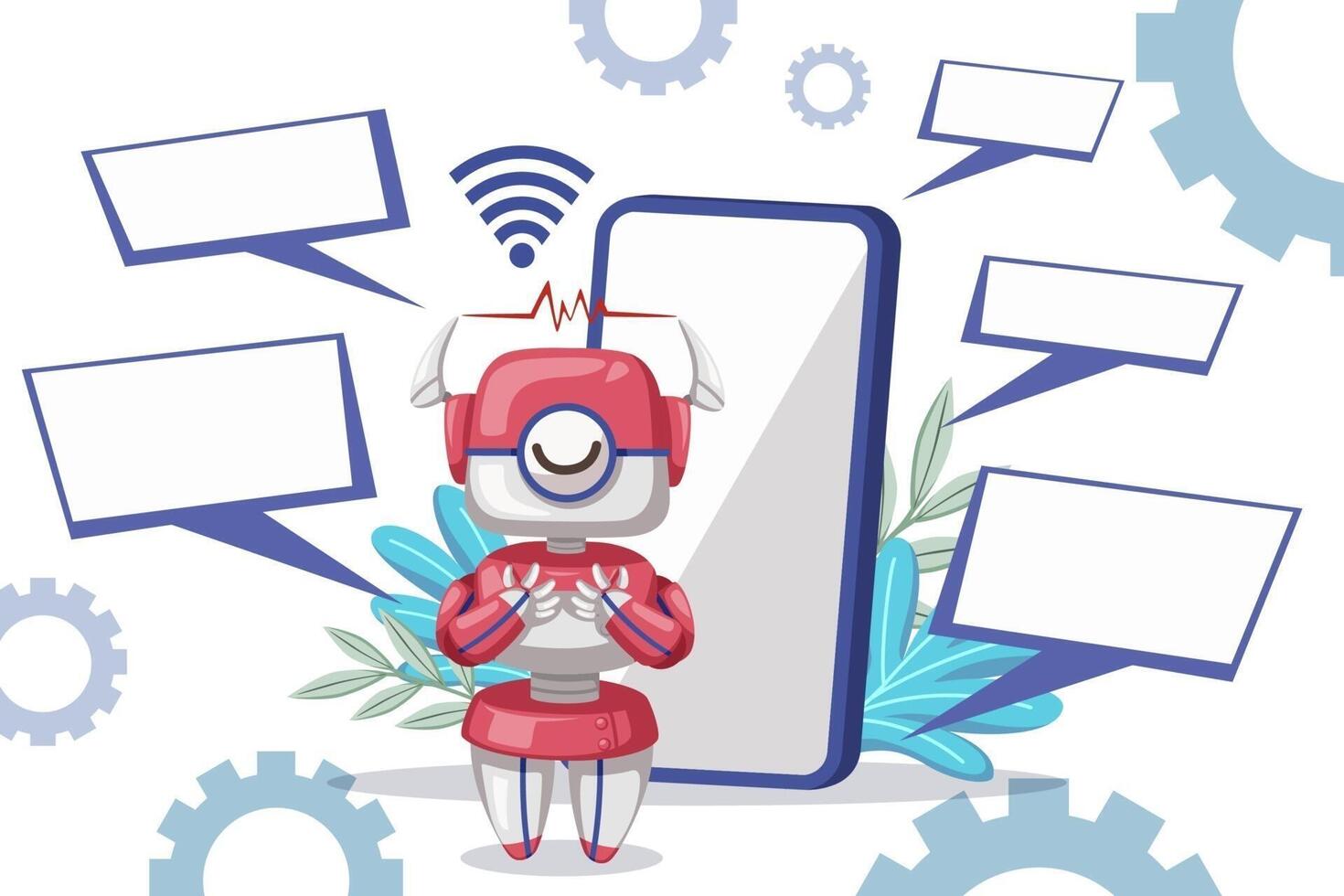 Set of android character robot woman cartoon style futuristic machine for home use. vector