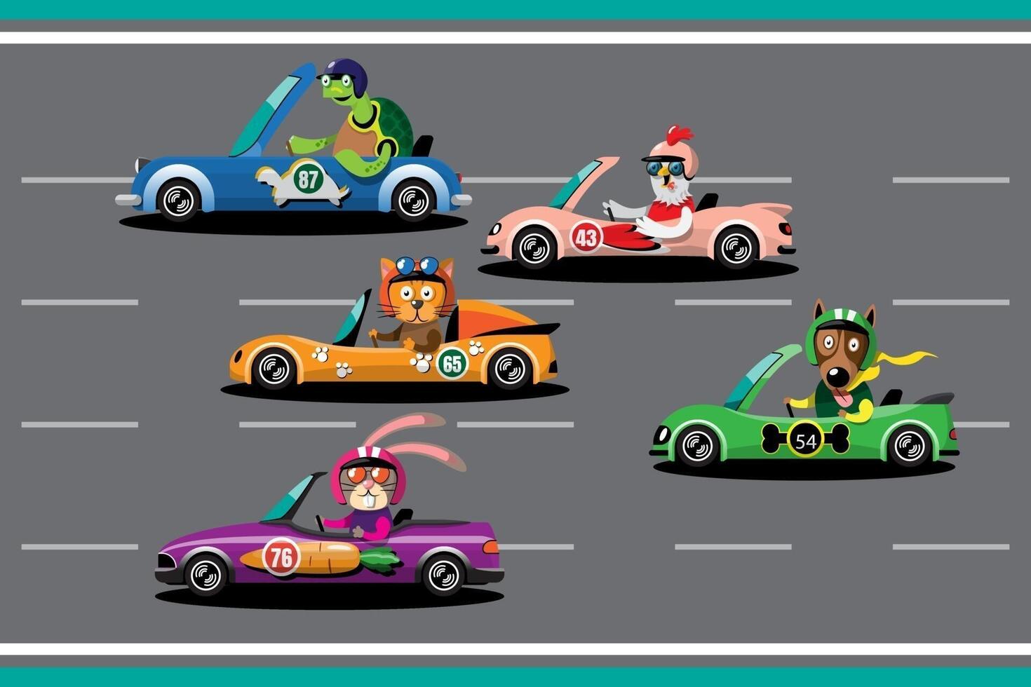 en la competición del juego, el jugador utilizó el coche de alta velocidad para ganar en el juego de carreras. competición e-sport car racing. vector
