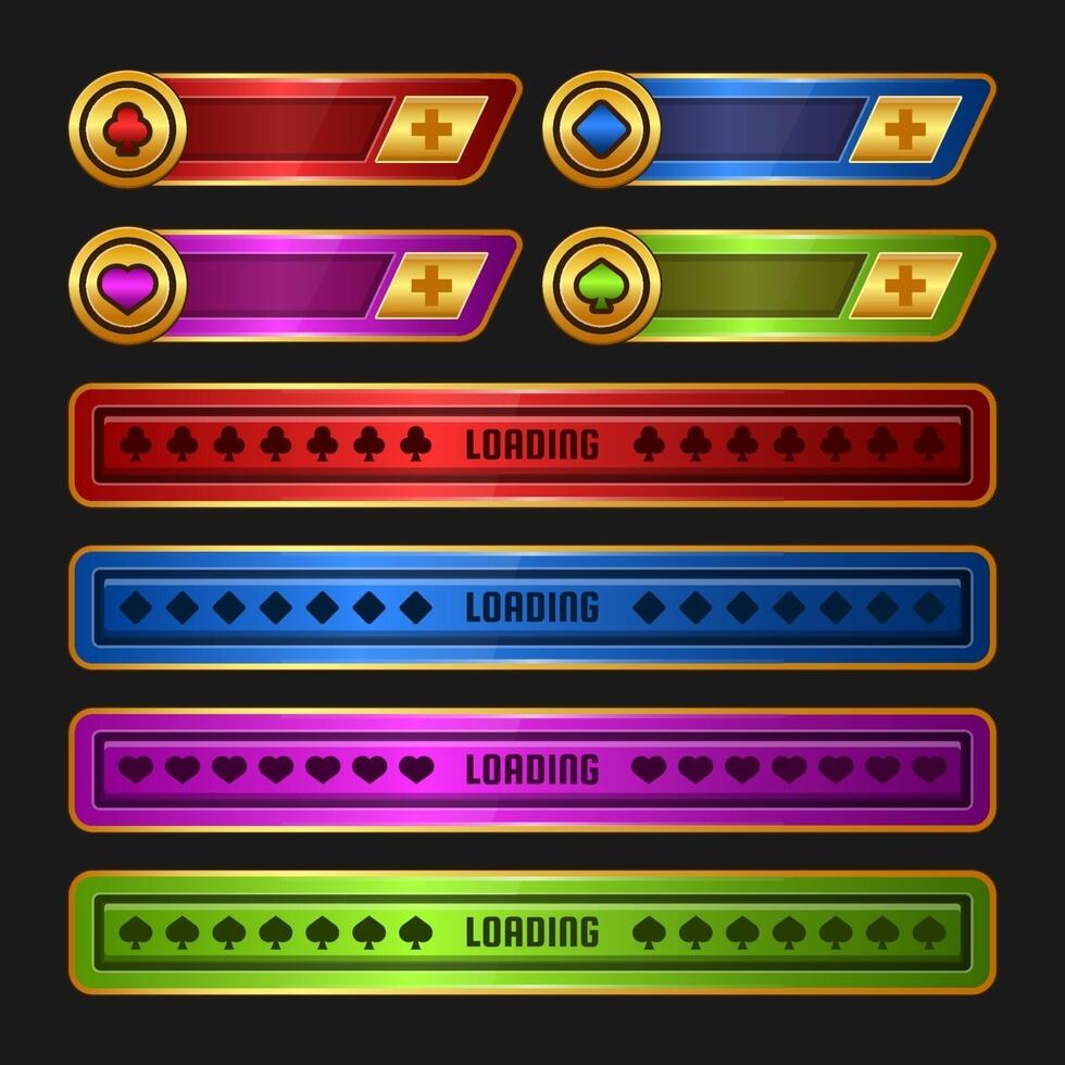 Button set designed game user interface GUI for video games, computers. vector